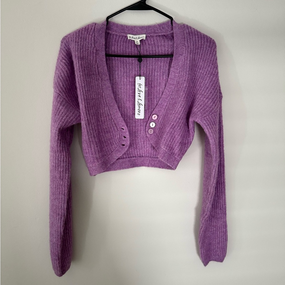 Purple Ribbed Cardigan